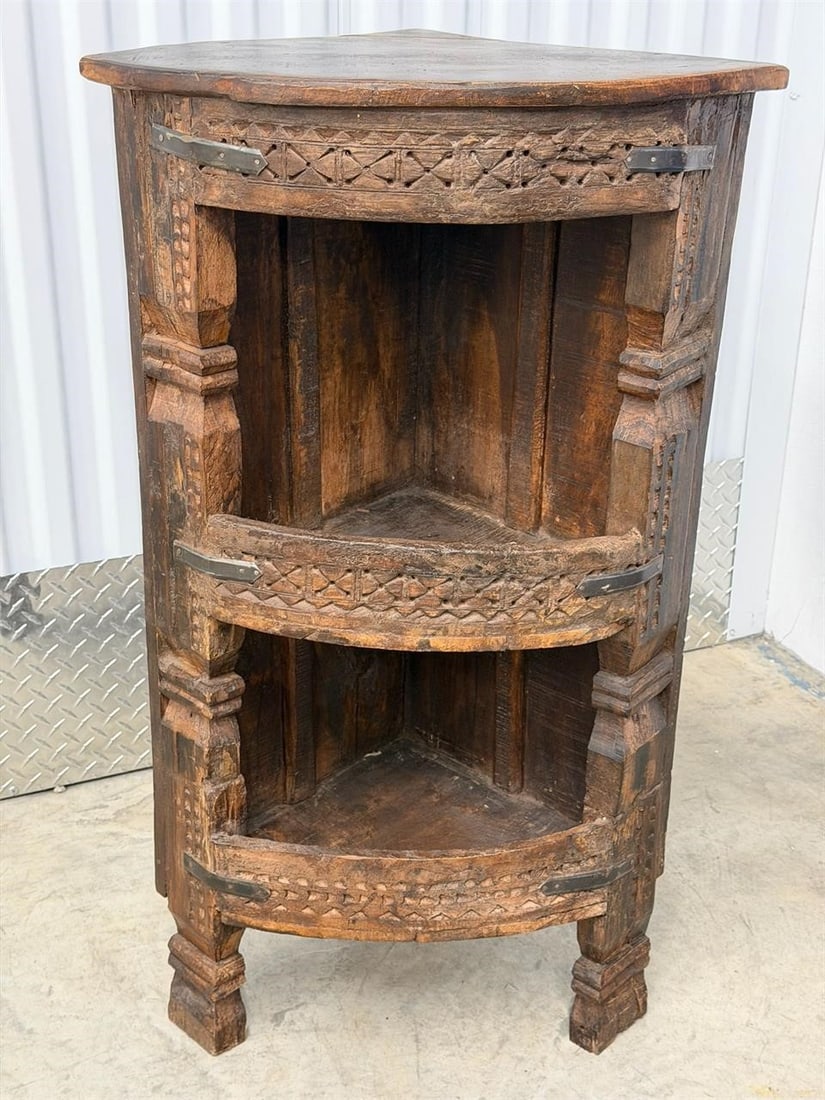 Rustic Indian Corner Display Cabinet - 2