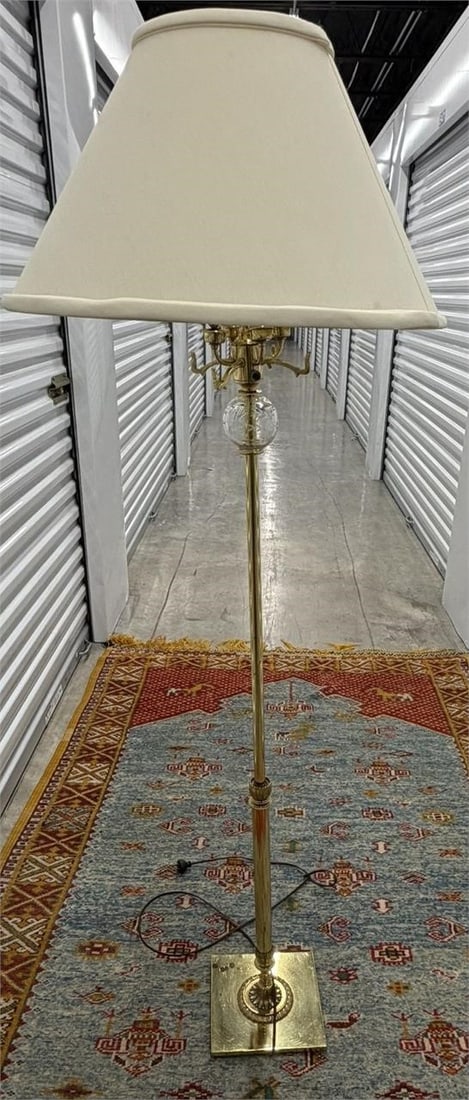 Vintage Brass with Clear Glass Ball Floor Lamp (1 of 3)