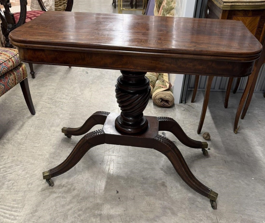 Empire Style Mahogany Hinged Card or Game table (1 of 4)