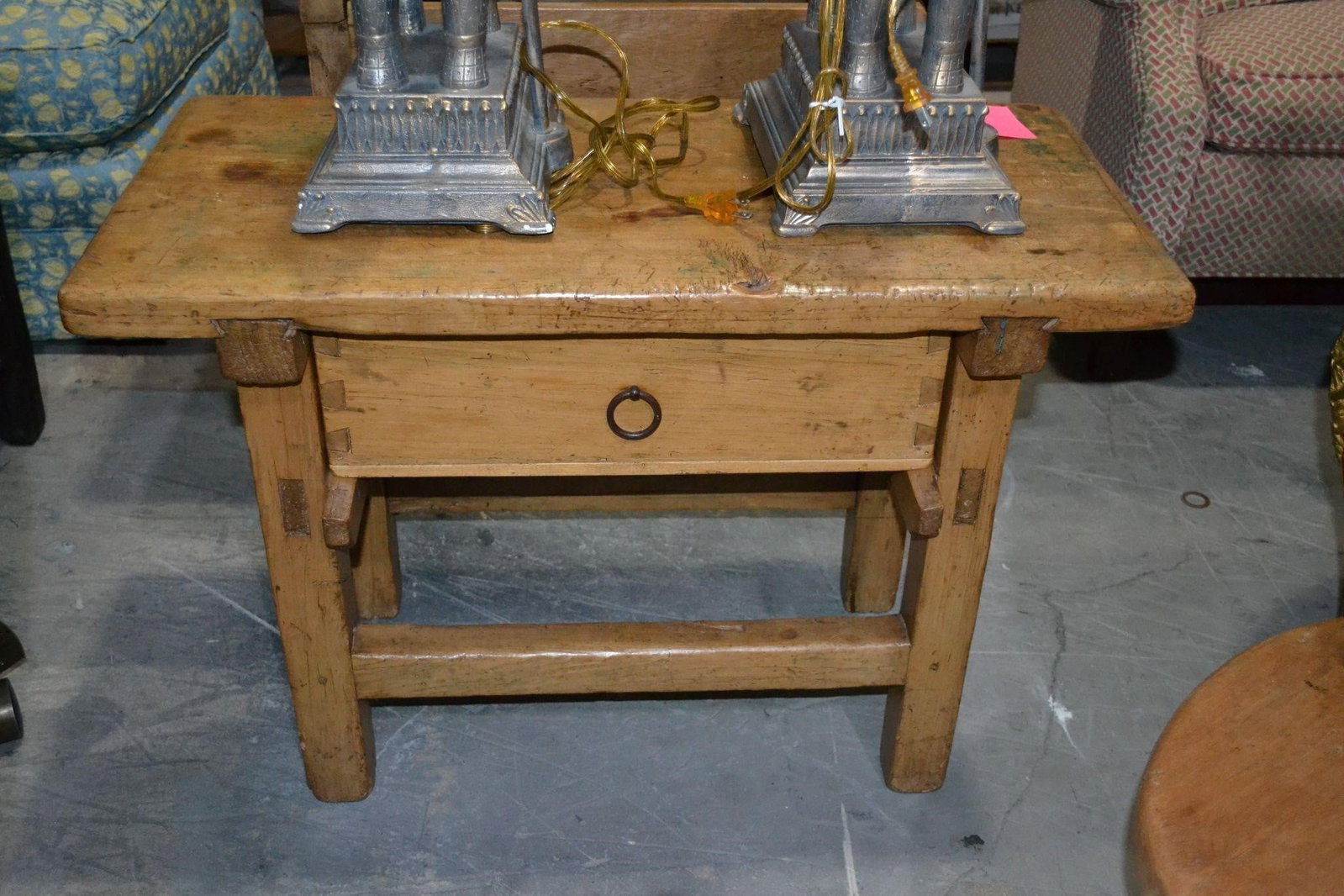 PRIMITIVE RUSTIC SINGLE DRAWER SPANISH WOOD TABLE (1 of 4)