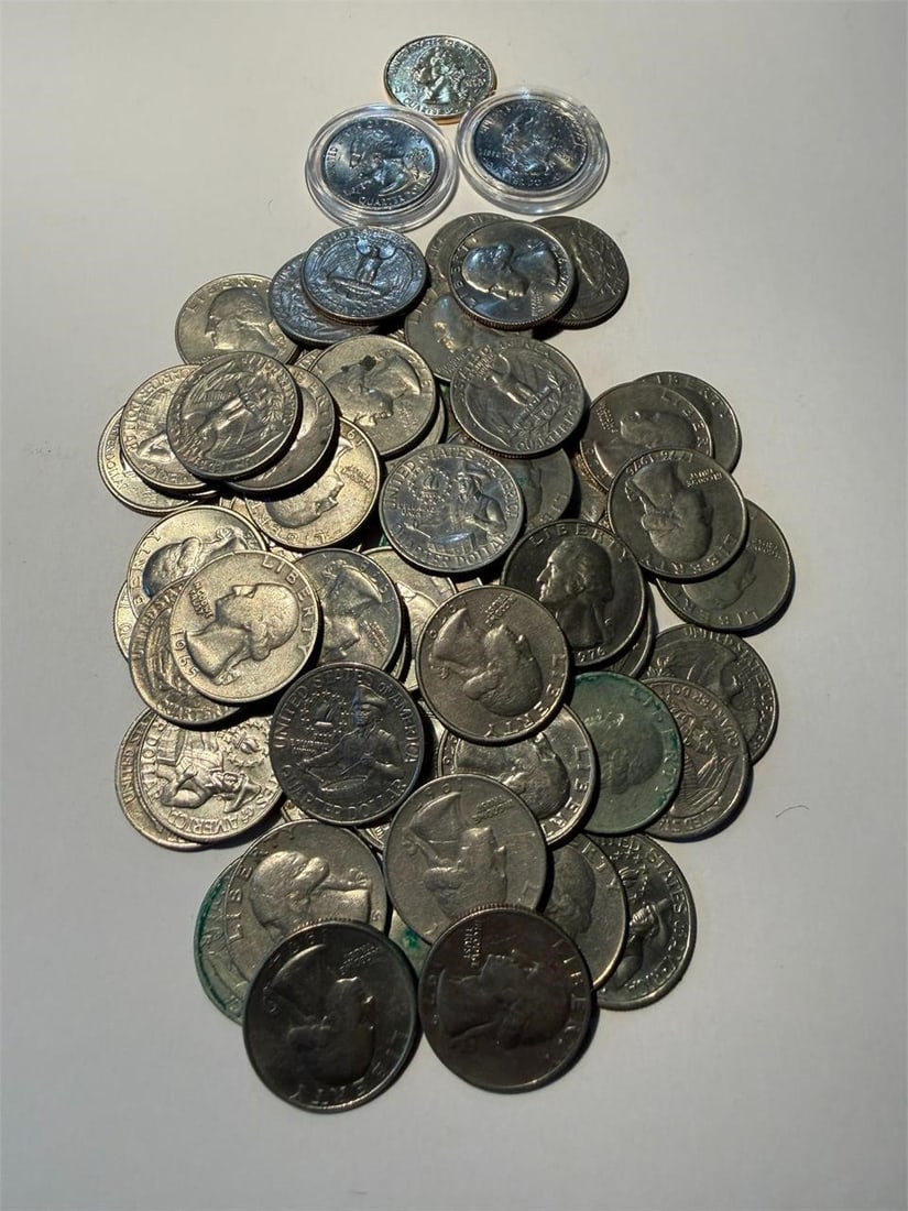 WASHINGTON CLAD QUARTERS 1965- LOT OF 65 US COINS (1 of 3)