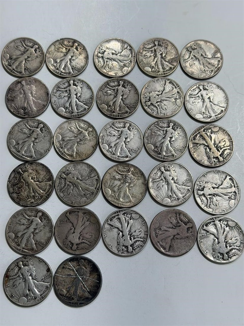 SILVER WALKING LIBERTY HALF DOLLARS LOT OF 27 (1 of 1)