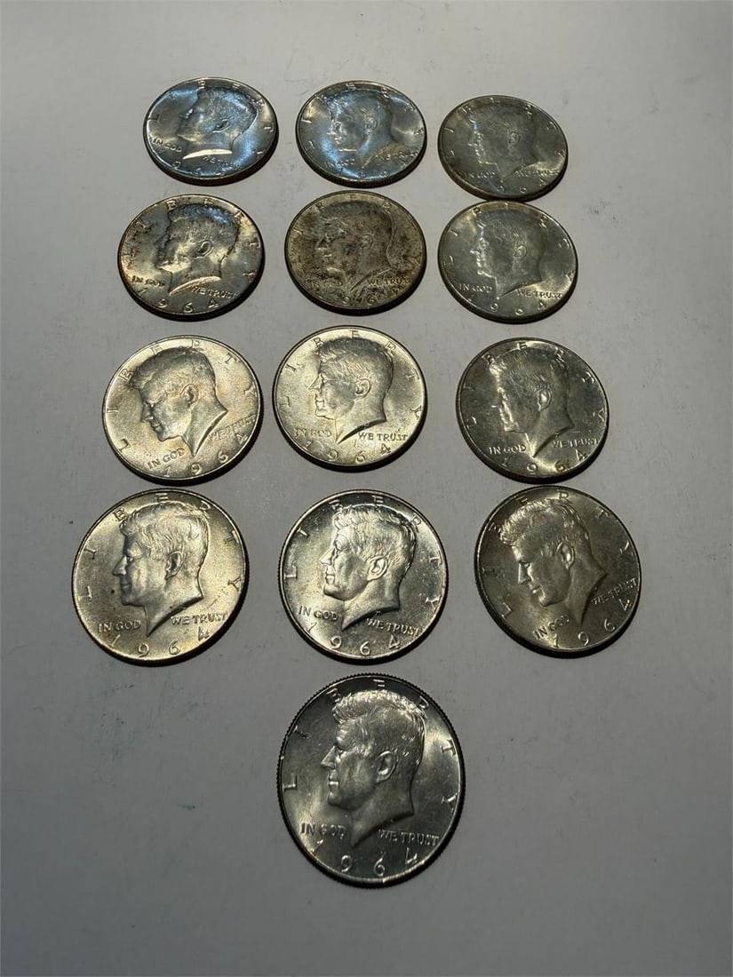 KENNEDY 1964 SILVER HALF DOLLARS LOT OF 13 (1 of 2)