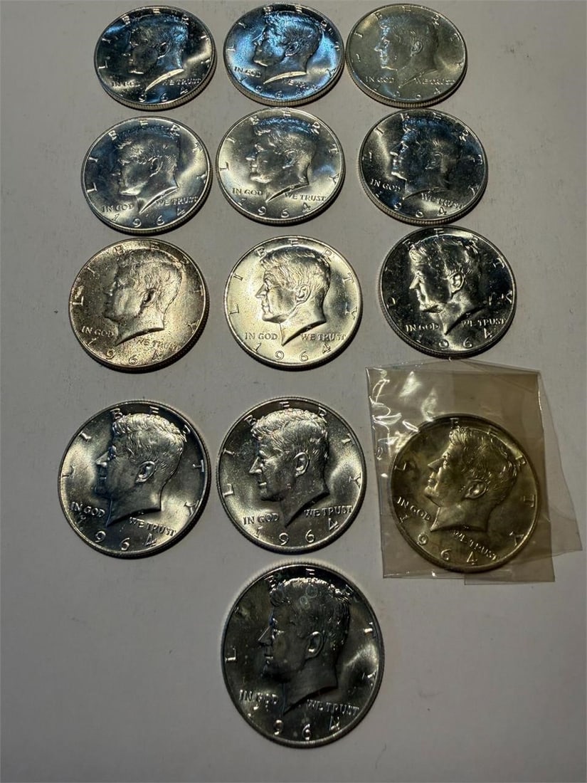 KENNEDY 1964 SILVER HALF DOLLARS LOT OF 13 (1 of 3)