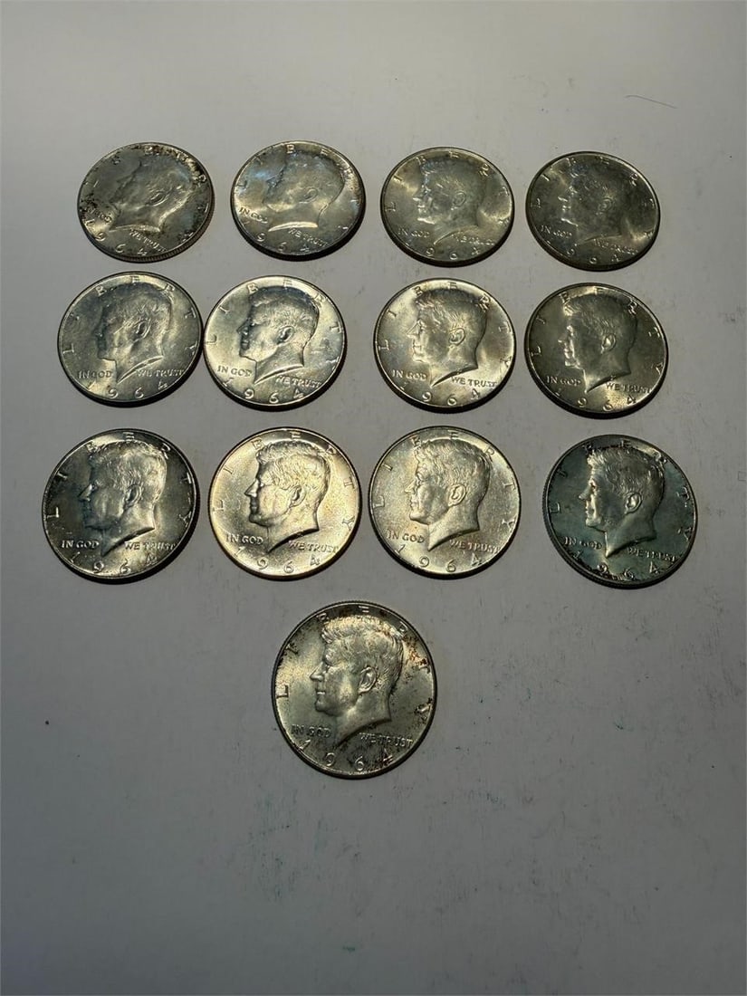 KENNEDY 1964 SILVER HALF DOLLARS LOT OF 13 (1 of 2)