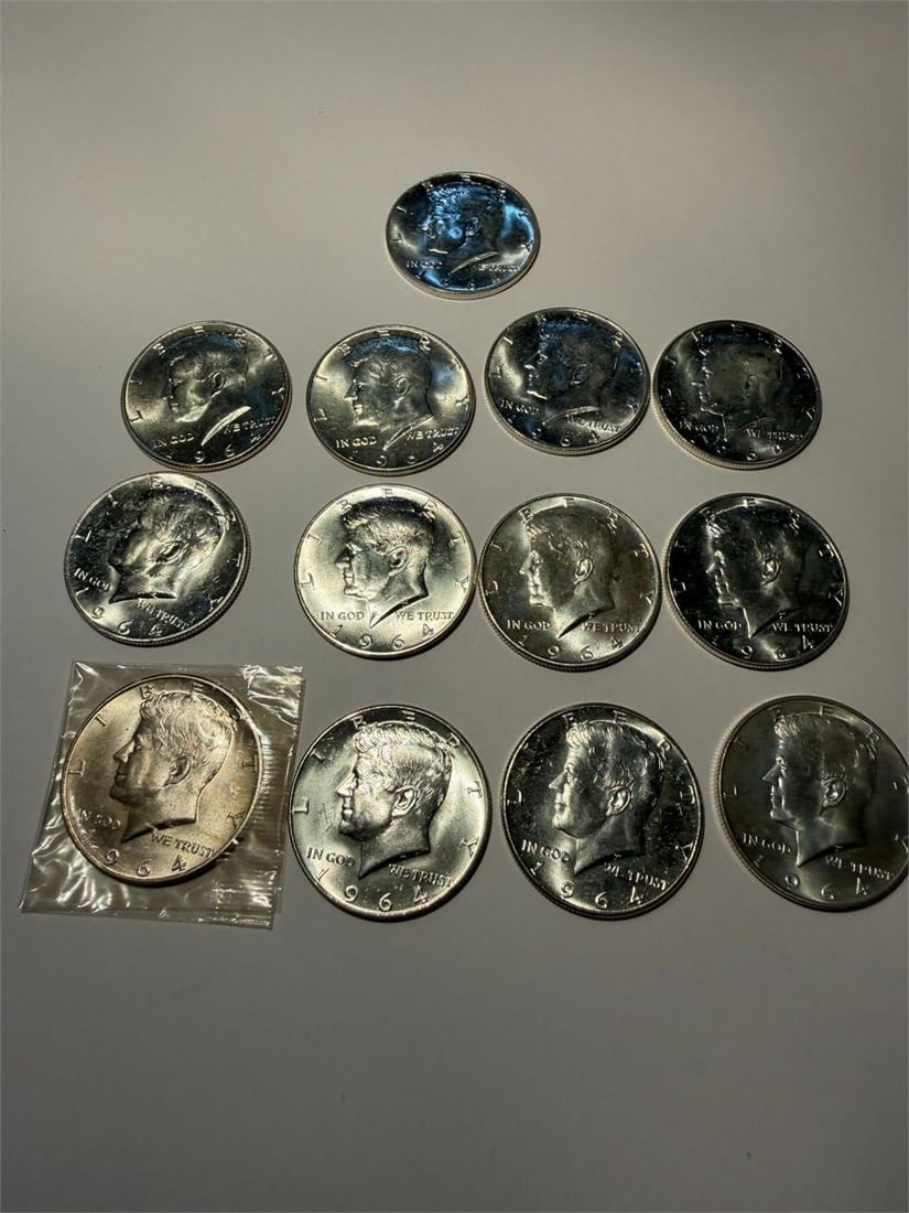 KENNEDY 1964 SILVER HALF DOLLARS LOT OF 13 (1 of 3)