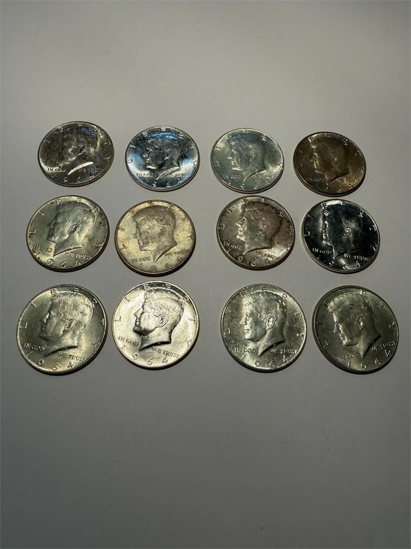 KENNEDY 1964 SILVER HALF DOLLARS LOT OF 12 (1 of 2)