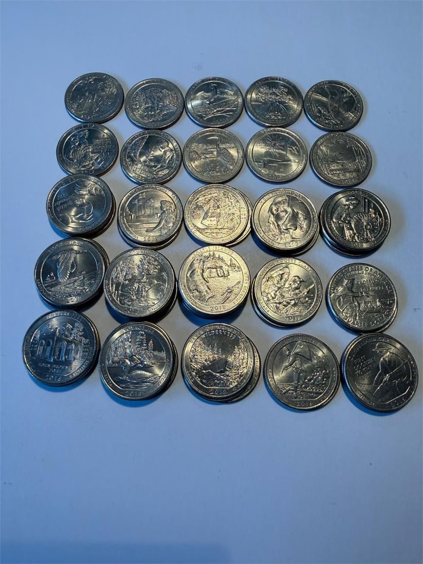 US Quarters America the Beautiful Series Parks: US Quarters America the Beautiful Series National Parks & Points of InerestLot of 58 Total Includes 25 Unique Coins