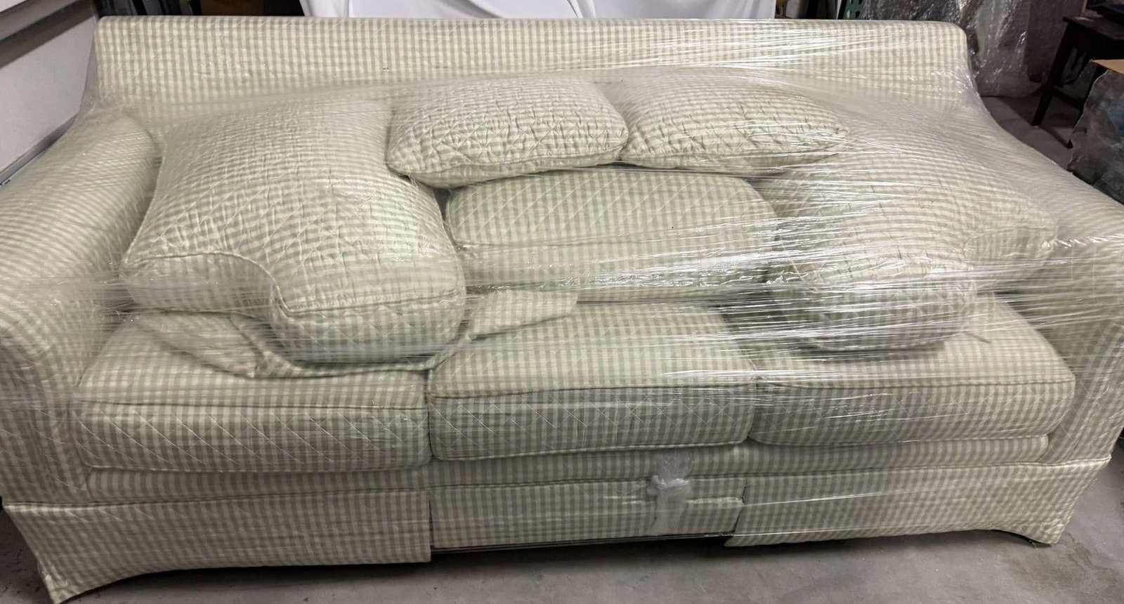 SLEEPER SOFA LT. GREEN STRIPE WOVEN WAFFLE TEXTURE (1 of 3)