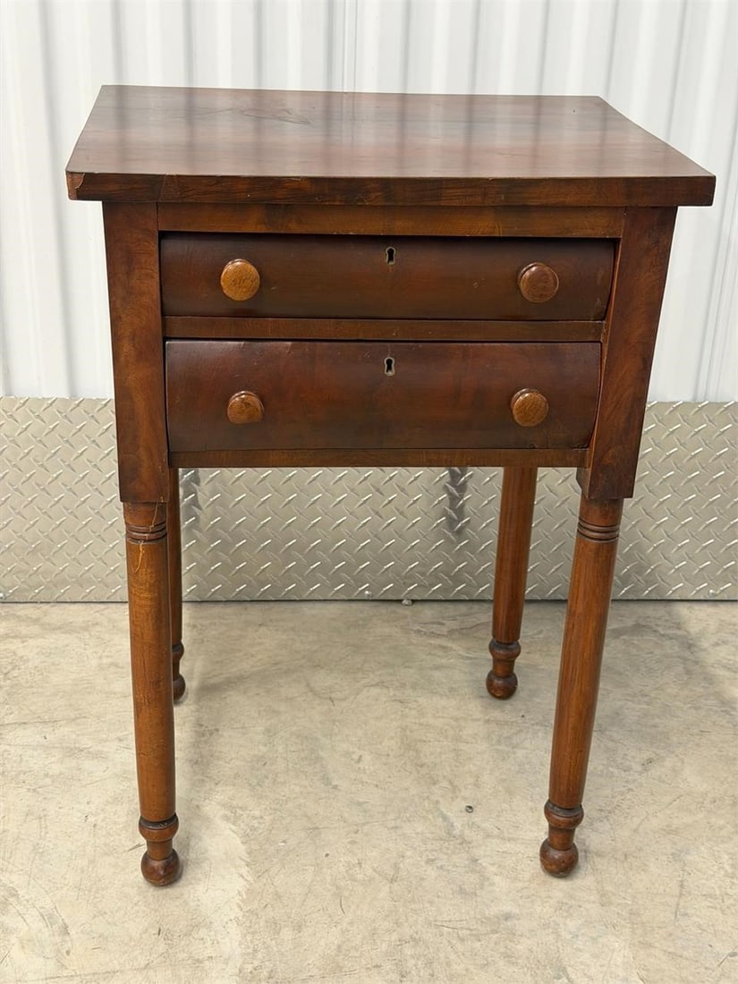 Sheraton Style two-drawer Work Stand Walnut (1 of 4)