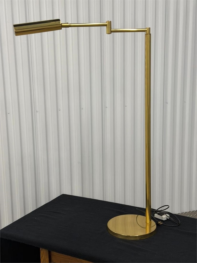 Brass Swing Arm Floor Lamp by Koch & Lowy: Brass Swing Arm Floor Lamp by Koch & Lowy manufactured by Koch & Lowy. Measures 48"H