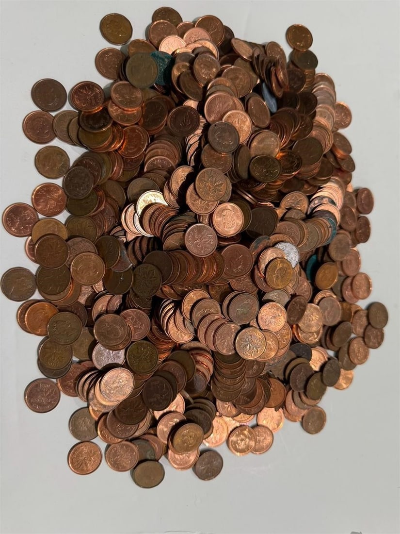 Canadian Pennies over 1000 Bulk Lot (1 of 1)