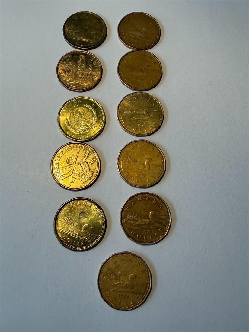 Canada Loonie $1 One Dollar Coins Lot of 11: Canada Loonie $1 One Dollar Coins Lot of 11Commemorative Coins:2005 Terry Fox and the Marathon of Hope2017 Toronto Maple Leafs 1917 NHL2020 Signing of the Charter of the United Nations (Regular)Classi