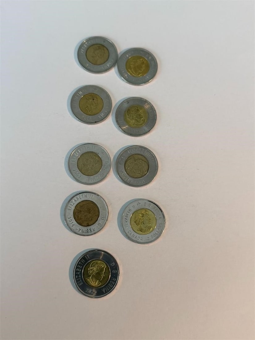 Canada Toonie $2 Two Dollar Coins Lot of 9 (1 of 3)