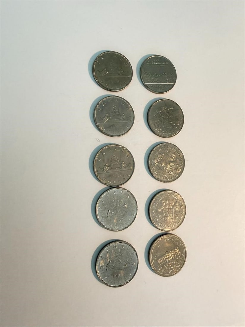 Canada Nickel Dollar $1 Coins 1968-1984 Lot of 10 (1 of 3)