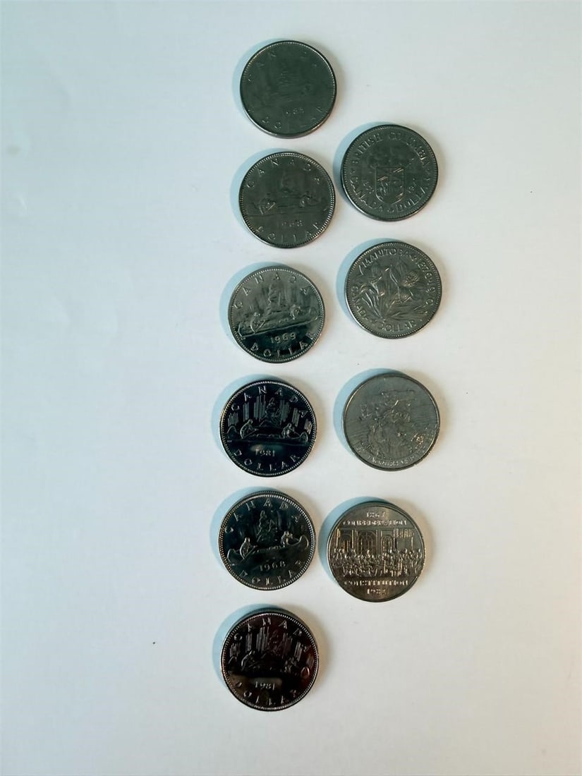 Canada Nickel Dollar $1 Coins 1968-1984 Lot of 10 (1 of 3)