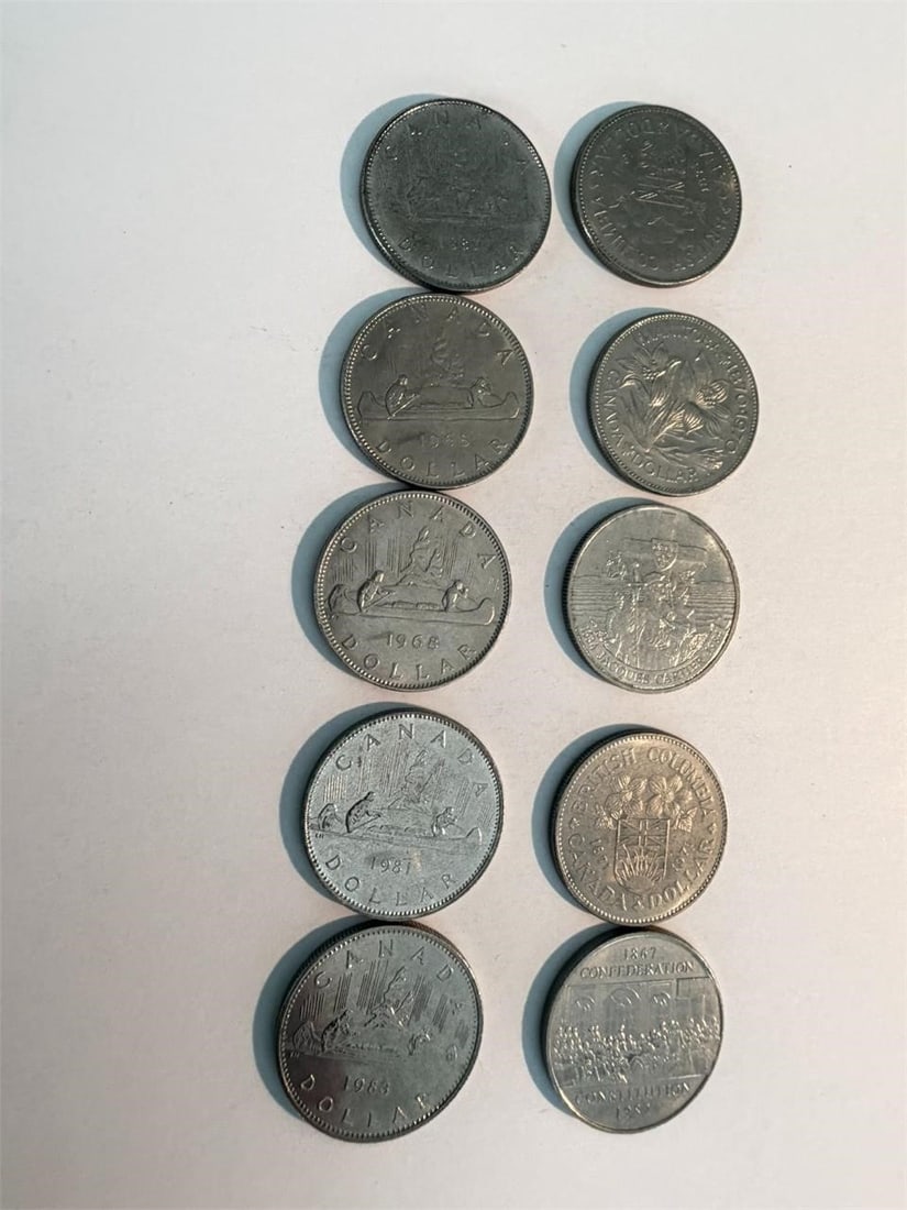 Canada Nickel Dollar $1 Coins 1968-1984 Lot of 10 (1 of 4)