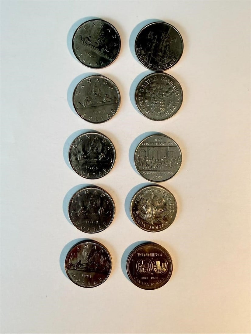 Canada Nickel Dollar $1 Coins 1968-1984 Lot of 10 (1 of 2)