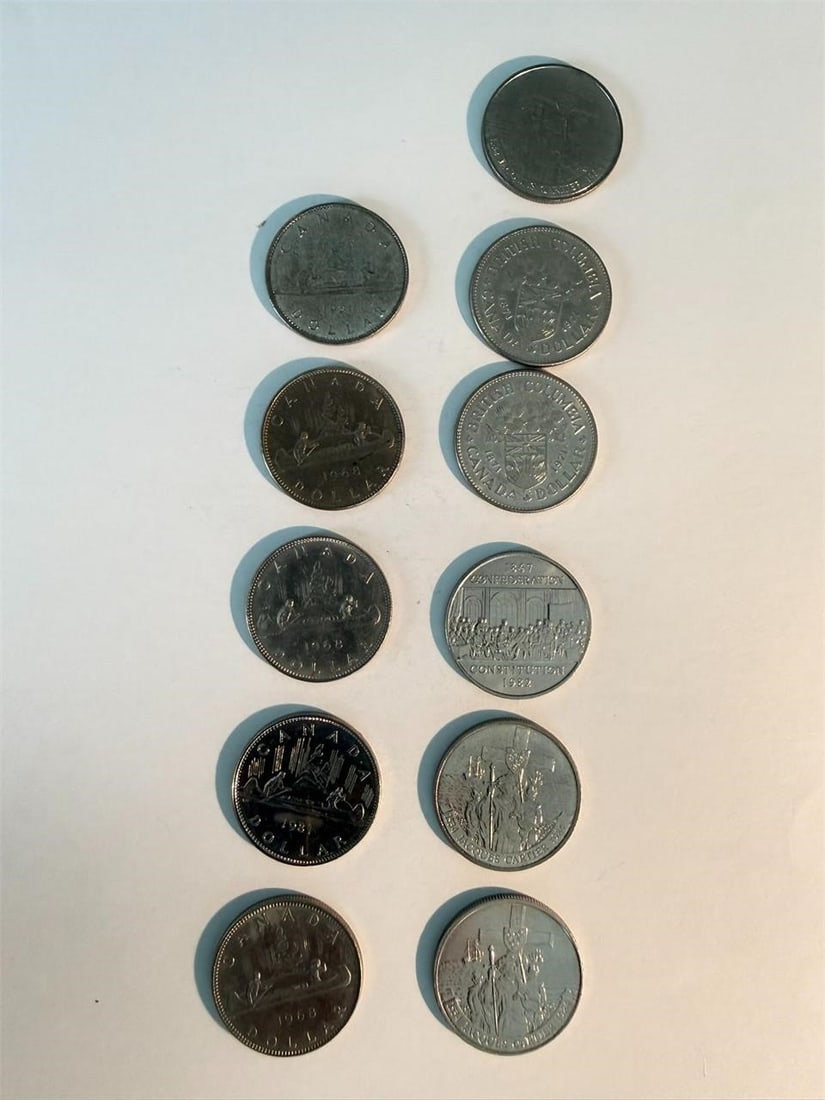 Canada Nickel Dollar $1 Coins 1968-1984 Lot of 11: Canada Nickel Dollar $1 Coins 1968-1984 Lot of 11