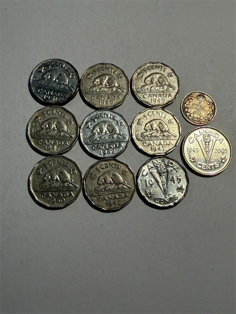Canada (10) Nickels 1913-2005 Lot of 11 Coins (1 of 2)