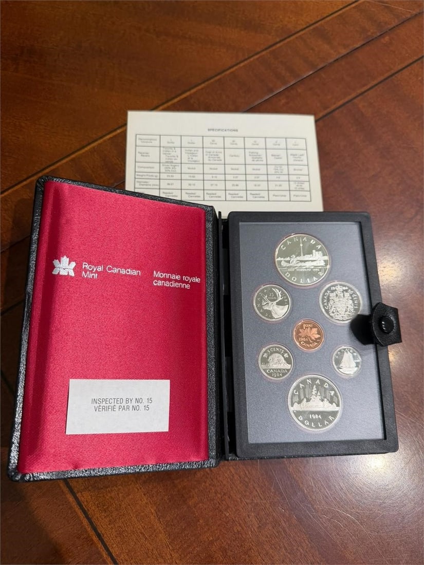 1984 Royal Canadian Mint "Double Dollar" Orig, Box: 1984 Royal Canadian Mint Set Original Box1984 Royal Canadian Mint "Double Dollar" proof coin set, commemorating the 150th anniversary of the founding of the City of Toronto. The set includes seven coi