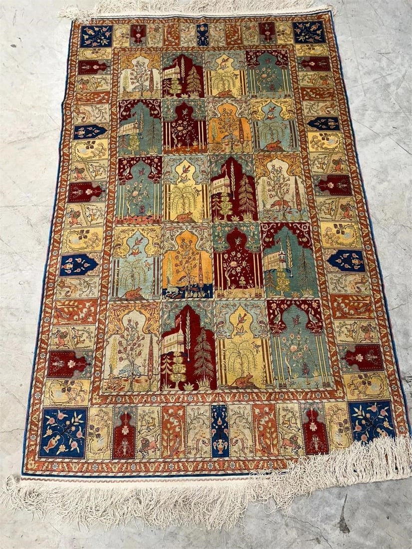 Turkish Hereke or Persian Bakhtiari Silk Rug (1 of 6)