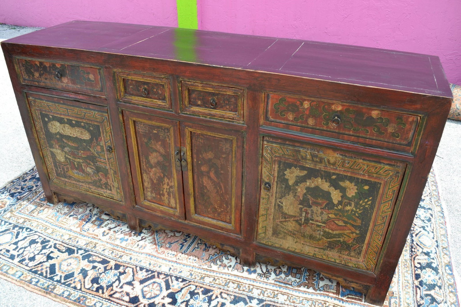 LARGE BUFFET SIDEBOARD HAND PAINTED MADE IN PERU (1 of 15)