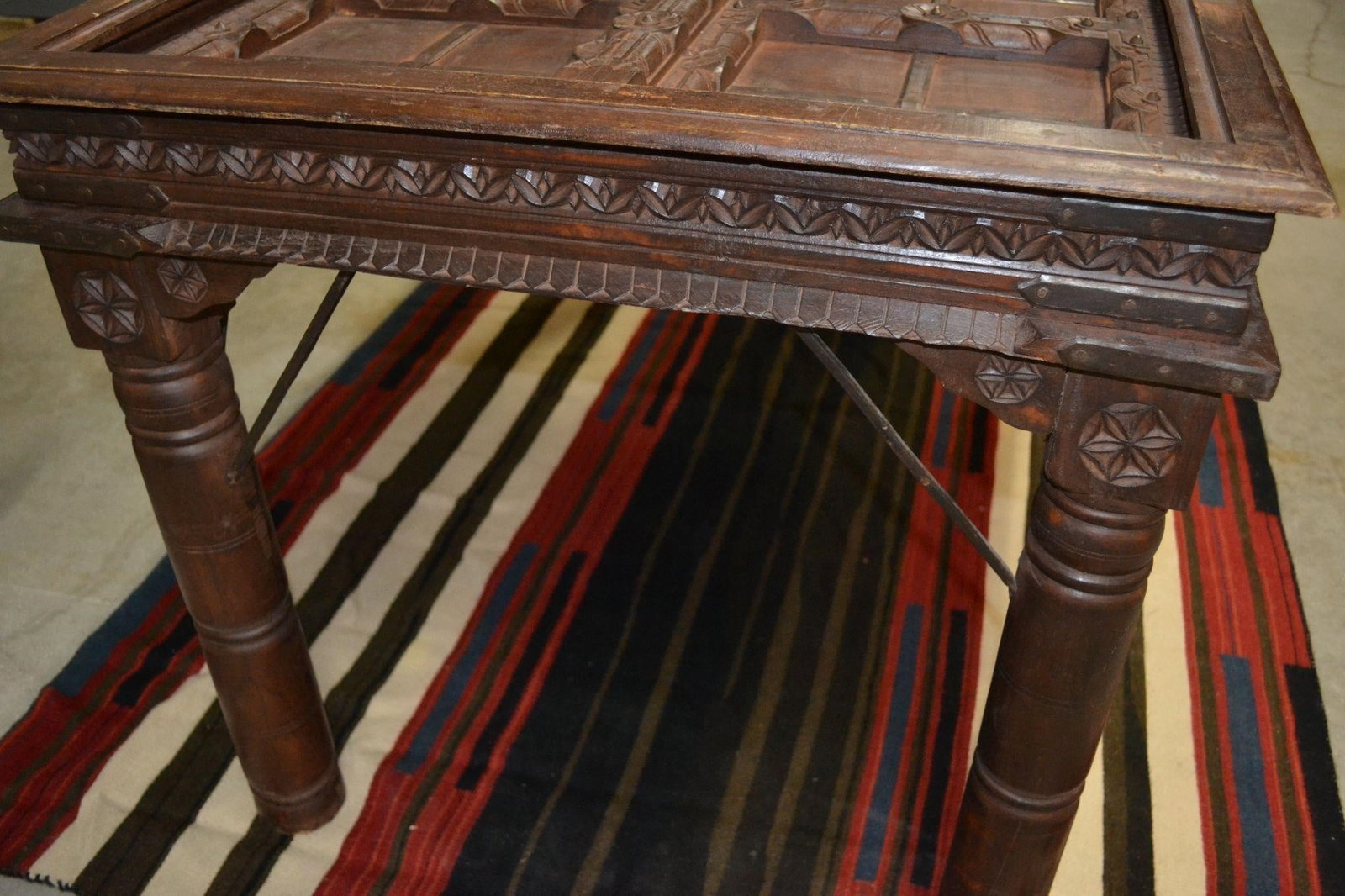 PERUVIAN CARVED DOOR DINING TABLE - 2