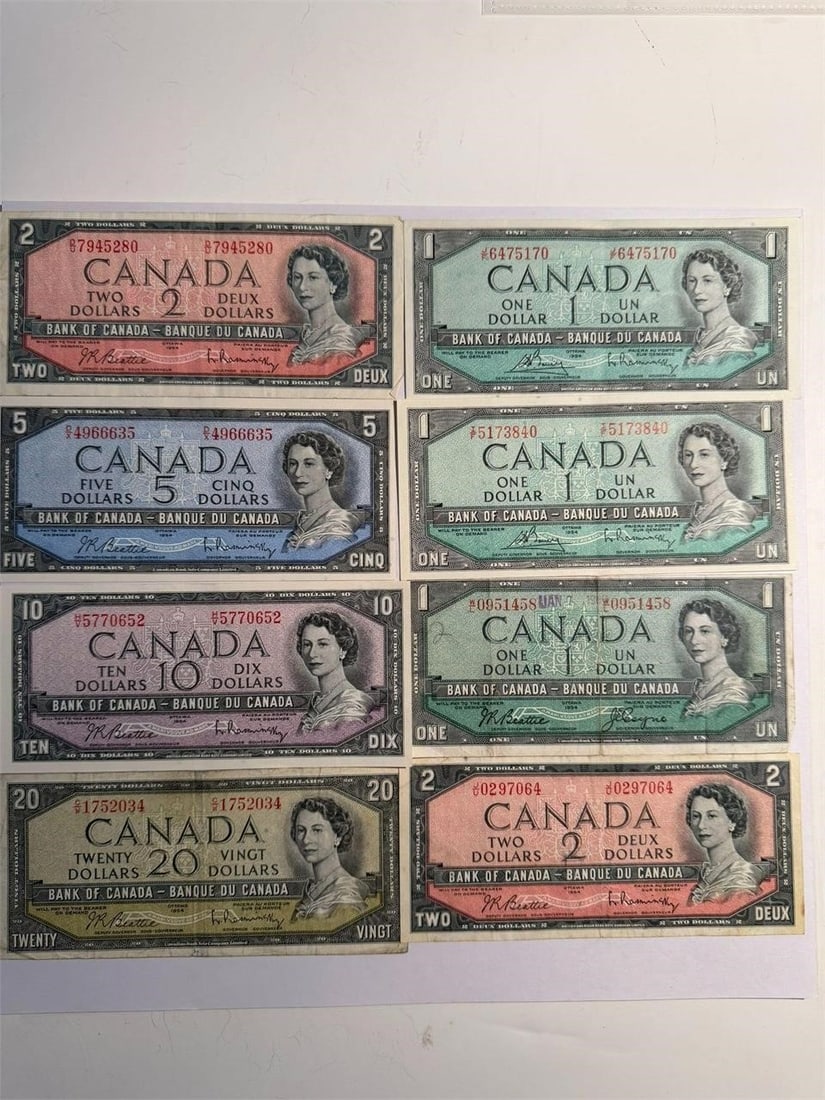 Canada Currency 1954 Series Lot of 8 Banknotes (1 of 2)