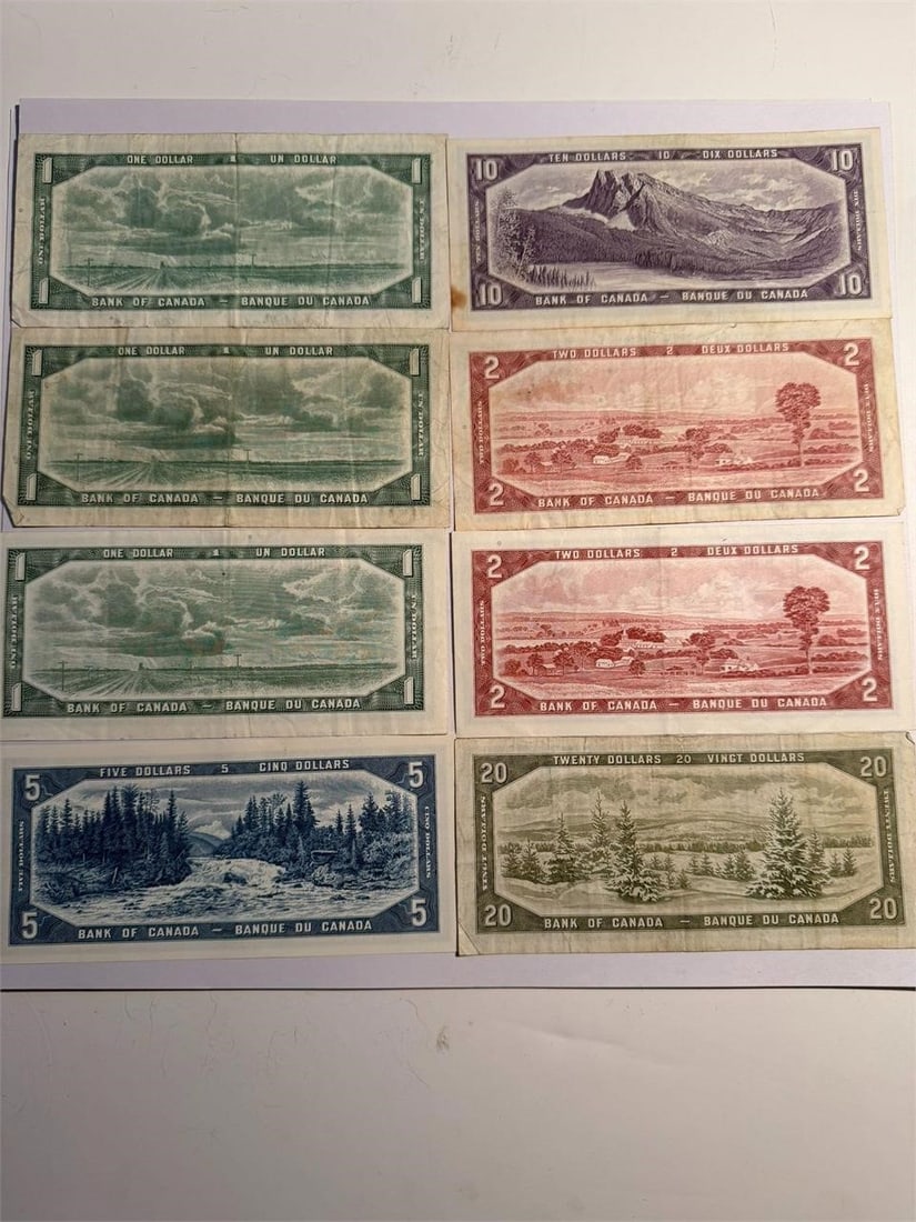 Canada Currency 1954 Series Lot of 8 Banknotes (1 of 2)