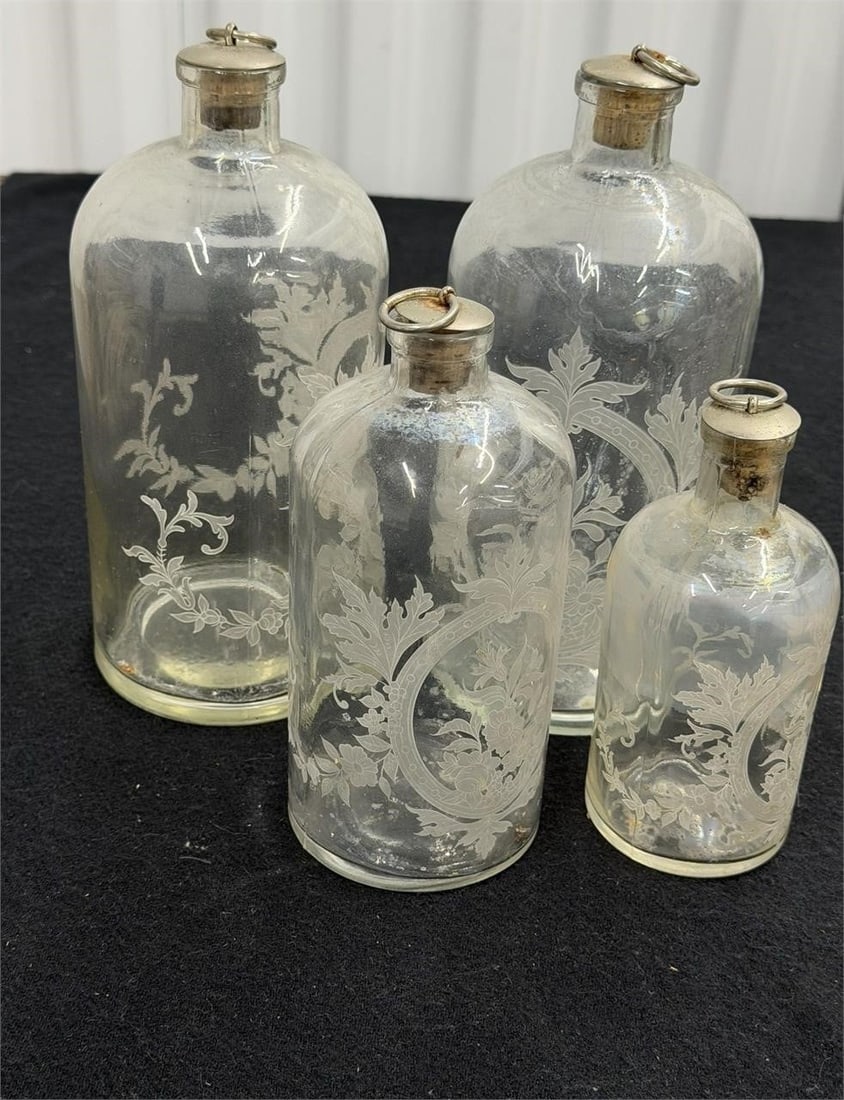 Set of '4' Etched Vanity Bottles-20th Century (1 of 2)