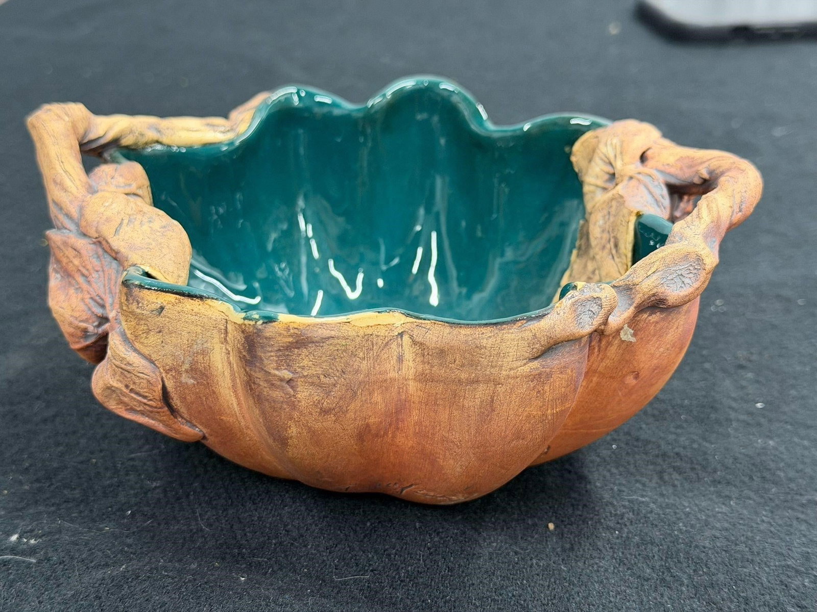 Lot of 3 Gourd Bowl, Leaf Plate and Bowl Majolica (1 of 8)