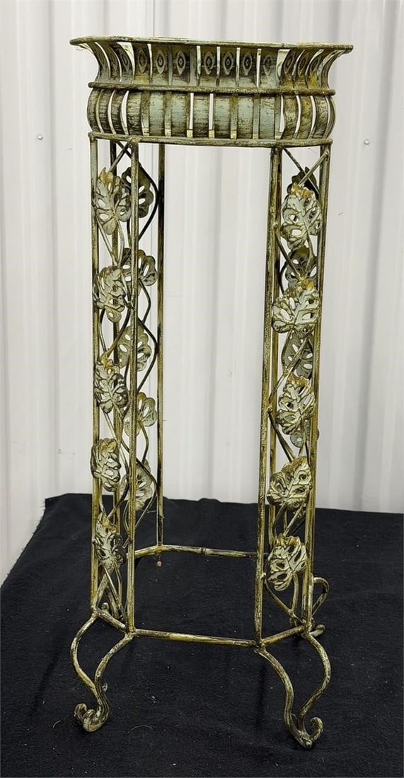 VTG Metal Tall Plant Stand Green Patina Finish (1 of 3)