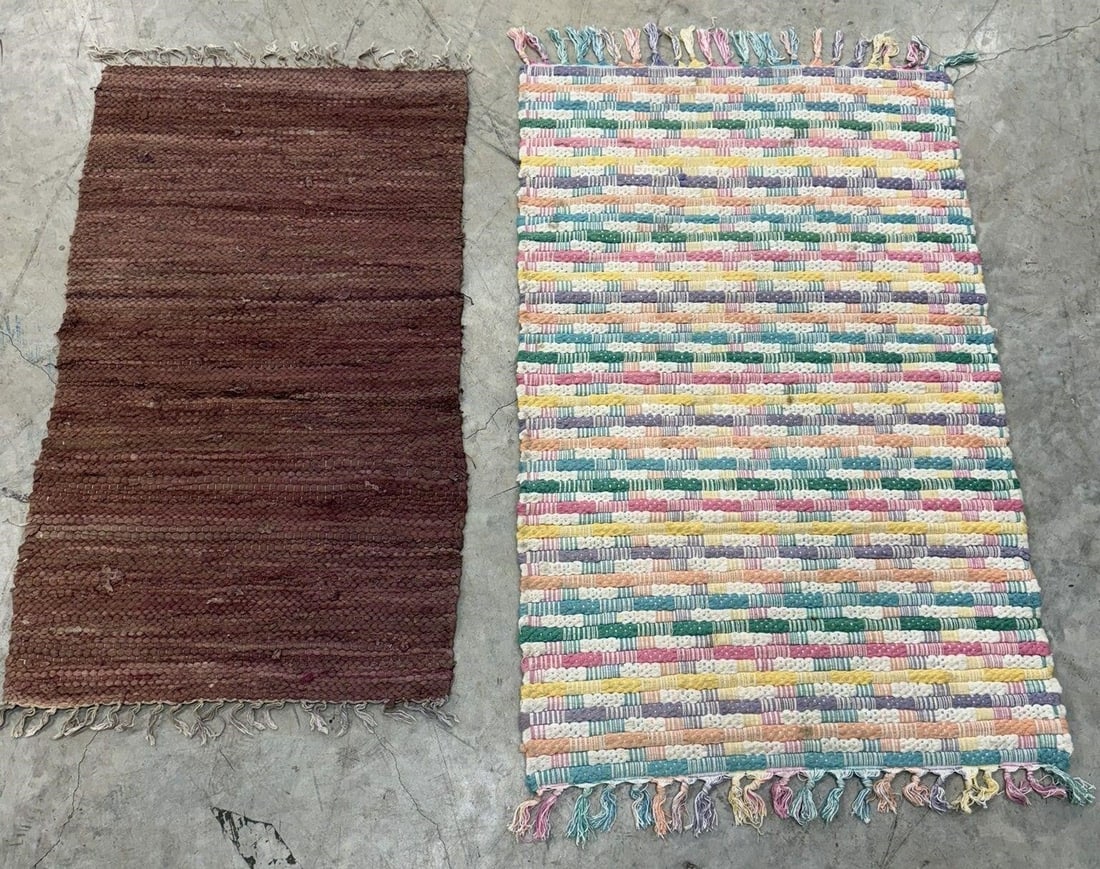 Woven Throw Rugs Set of 2: Woven Throw Rugs Set of 2Measurements Solid Rug 22" x 39" Stripe 27" x 45"