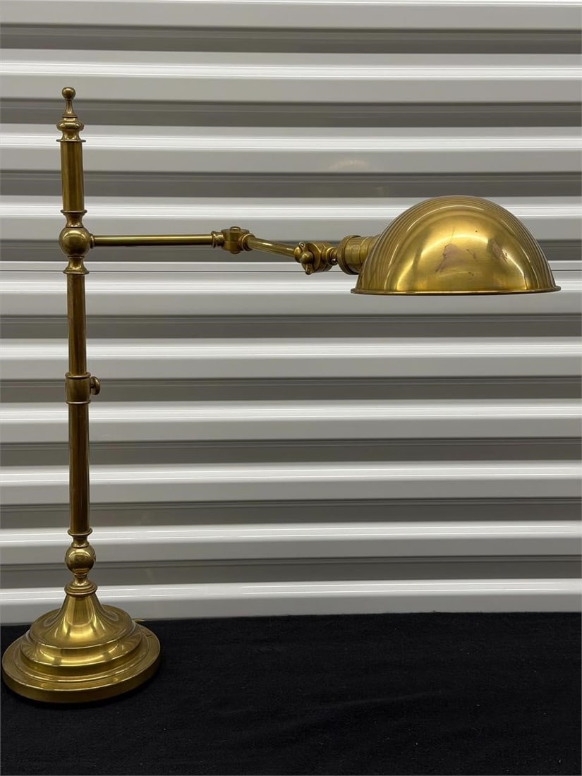 VTG Robert Abbey Modernist Brass Desk Table Lamp: Vintage Robert Abbey Modernist Brass Adjustable Desk Table LampMeasures 23" Arm x 26"H