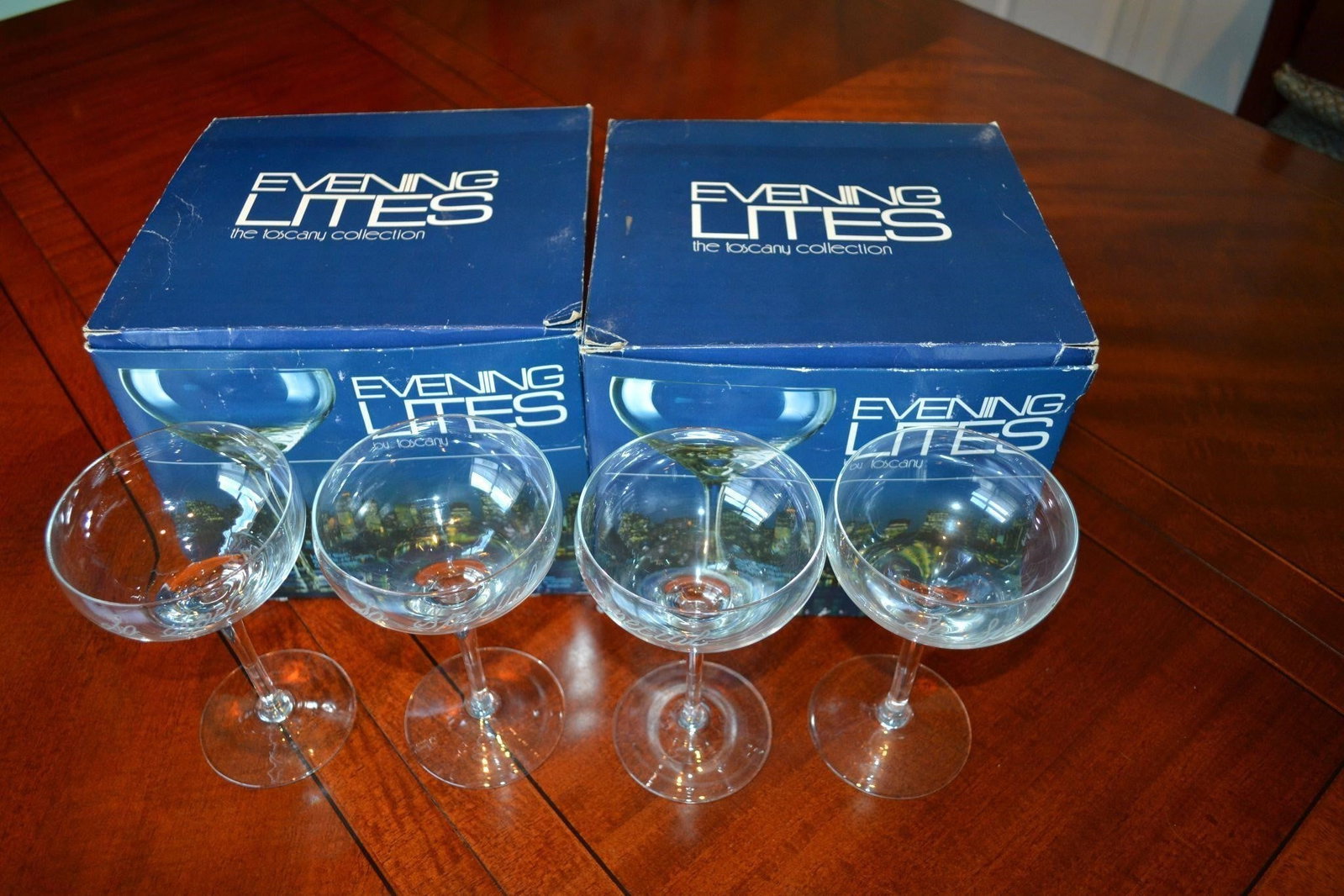 Engraved "So Special" Champagne Coupes Set of 12: Engraved "So Special" Champagne Coupes Set of 12Vintage Engraved "So Special" Champagne Coupes Set of 12 Great for Small Event. Made by Evening Lites The Toscany Collection Gracefully shaped hand blow