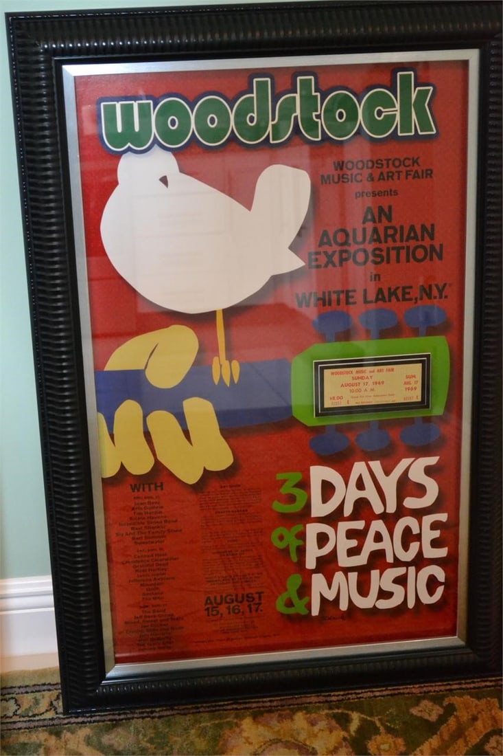 Reproduction Woodstock Poster w/ Authentic Ticket (1 of 2)