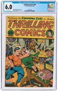 "THRILLING COMICS" #48 JUNE 1945 CGC 6.0 FINE.: Better Publications. Richard Hughes story. Alex Schomburg cover. Al Camy, August Froehlich, and Bob Oksner art. Off-white pages.