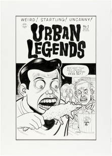 DANIEL CLOWES "URBAN LEGENDS" #1 COMIC BOOK COVER ORIGI: Daniel Clowes is an American cartoonist, graphic novelist, illustrator and screenwriter. Most of Clowes's work first appeared in "Eightball," a solo anthology comic book series that typically containe