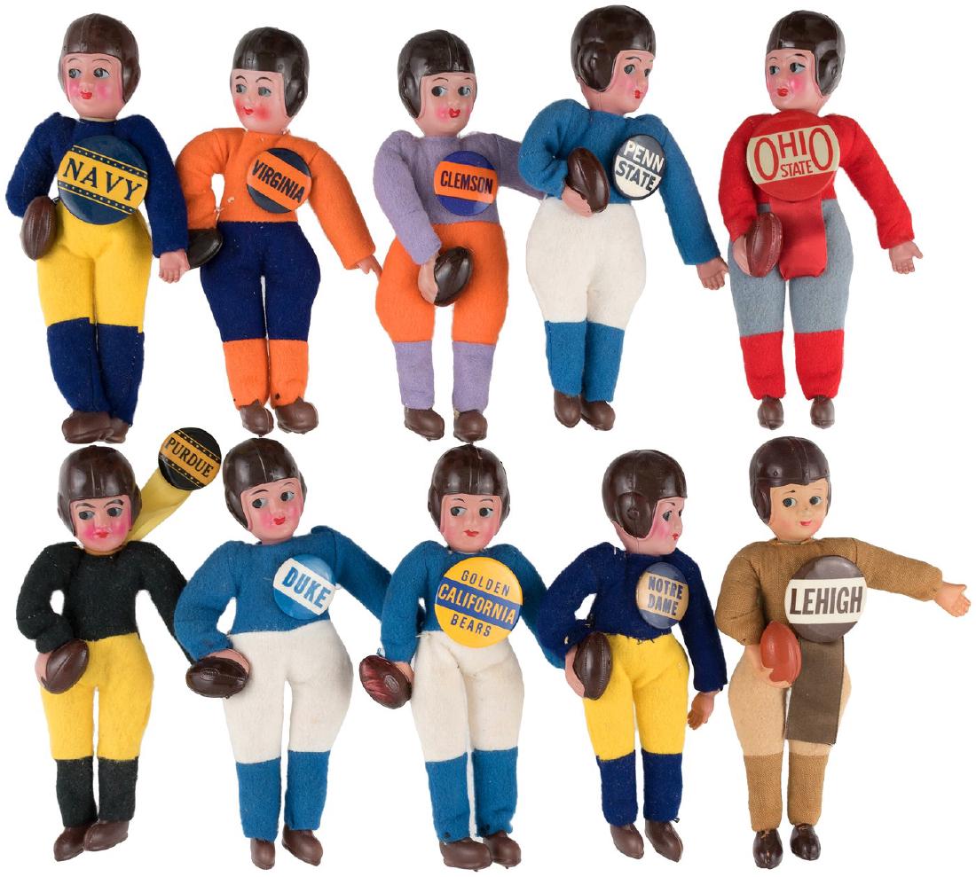1930s Vintage Celluloid + Felt Football Player Toy Figurine