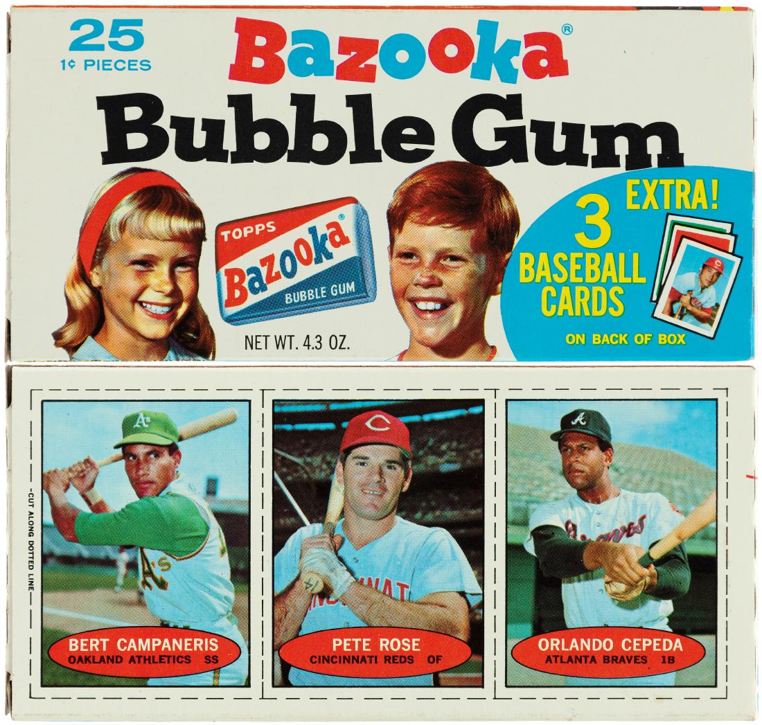 "BAZOOKA BUBBLE GUM" 1971 BOX WITH BASEBALL CARDS ON