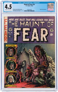 "HAUNT OF FEAR" #14 JULY/AUGUST 1952 CGC 4.5 VG+.: EC. Origin of the Old Witch. Bill Gaines and Al Feldstein stories. Graham Ingels cover and art. Jack Kamen, Sid Check and Jack Davis art. Off-white to white pages.