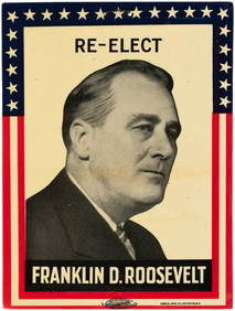RARE "RE-ELECT FRANKLIN D. ROOSEVELT" LARGE CELLO. (1 of 1)