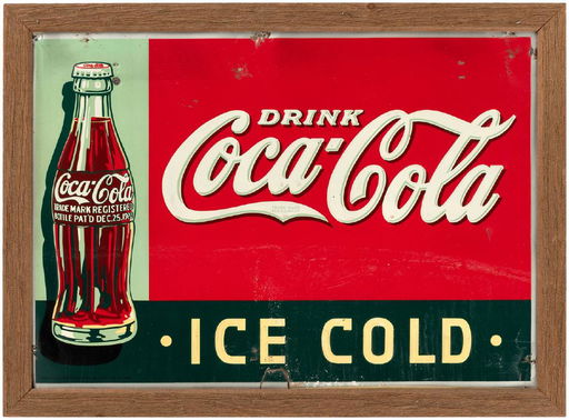 Drink Coca Cola Ice Cold Framed 1936 Tin Sign Jul 10 2019 Hake S Auctions In Pa