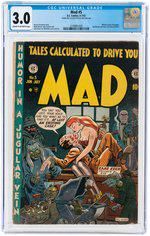 MAD #5 JUNE-JULY 1953 CGC 3.0 GOOD/VG.: EC. William Gaines biography. Blackhawk and Inner Sanctum parodies. Harvey Kurtzman story. Bill Elder cover and art w/additional art by Wally Wood, John Severin and Jack Davis. Cream to off-white