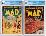 MAD #9 & #10 CGC PAIR.: EC. Issue #9 (February-March 1954) is CGC 3.5 VG-. Little Orphan Annie, The Raven and High Noon parodies. Wally Wood, John Severin, Bill Elder and Jack Davis art. Issue #10 (April 1954) is CGC 5.0