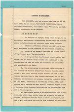 DISNEY ARTIST & ANIMATOR EARL DUVALL 1931 CONTRACT: Attached blue paper cover contains 8.5x13" five-page (single-sided) contract between Walt Disney Productions, Ltd. and Earl Duvall (1898-1969), an artist and animator best-known for his work on Disney