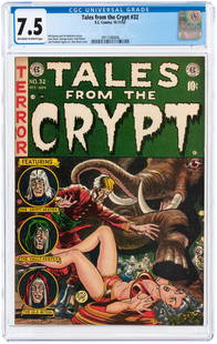 TALES FROM THE CRYPT #32 OCTOBER-NOVEMBER 1952 CGC 7.5: EC. Bill Gaines and Al Feldstein stories. Jack Davis cover and art w/additional art by George Evans, Fred Peters and Graham Ingels. Off-white to white pages.