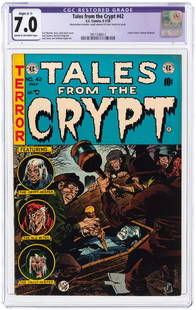 TALES FROM THE CRYPT #42 JUNE-JULY 1954 CGC RESTORED: EC. Letter from E. Nelson Bridwell. Carl Wessler story. Jack Davis cover and art w/additional art by Jack Kamen, Bernard Krigstein and Graham Ingels. As for CGC restoration note, this includes "Small