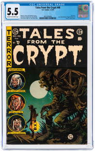 TALES FROM THE CRYPT #46 FEBRUARY-MARCH 1955 CGC 5.5: EC. Last issue. Issue advertised as "Crypt Of Terror" #1. Last EC horror comic. Carl Wessler, Bill Gaines and Al Feldstein stories. Jack Davis cover and art w/additional art by George Evans, Joe Orlan